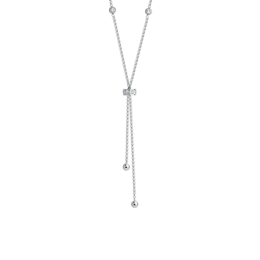 Collana Luca Barra Saliscendi Acciaio Con 2 Punti Luce E Rondella Centrale