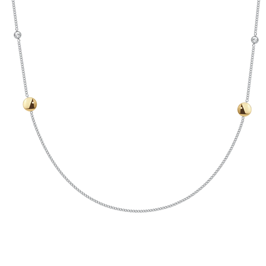 Collana Luca Barra Acciao Con Dischetti Pvd Oro e Cristalli