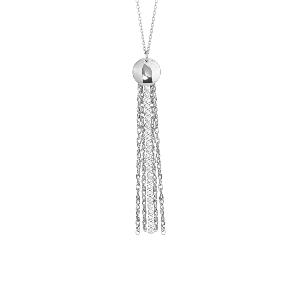 Collana Luca Barra Acciao Con Pendente Frange in Acciaio e Cristalli