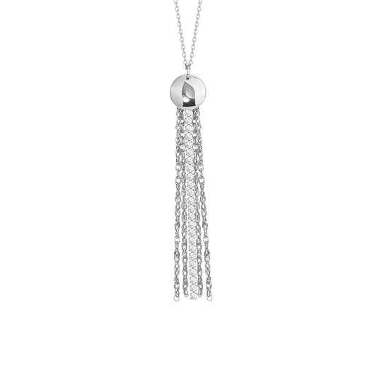 Collana Luca Barra Acciao Con Pendente Frange in Acciaio e Cristalli