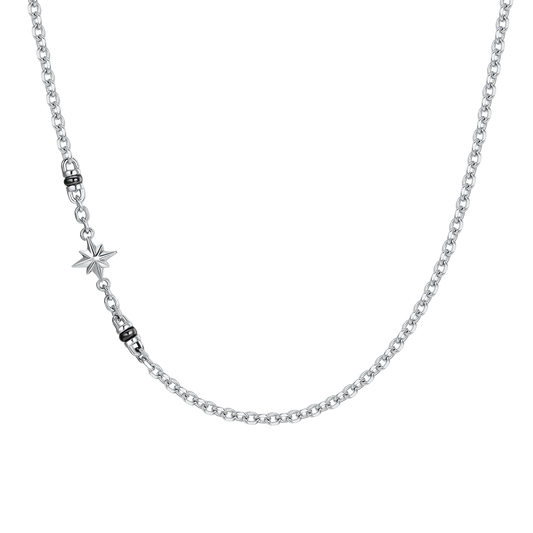 Collana Girocollo Luca Barra Uomo Acciaio Elementi Pvd Nero e Rosa Dei Venti