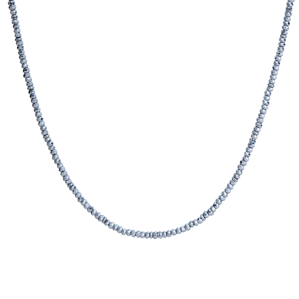 Collana Uomo Luca Barra Acciaio Ed Ematite Sfaccettata Silver