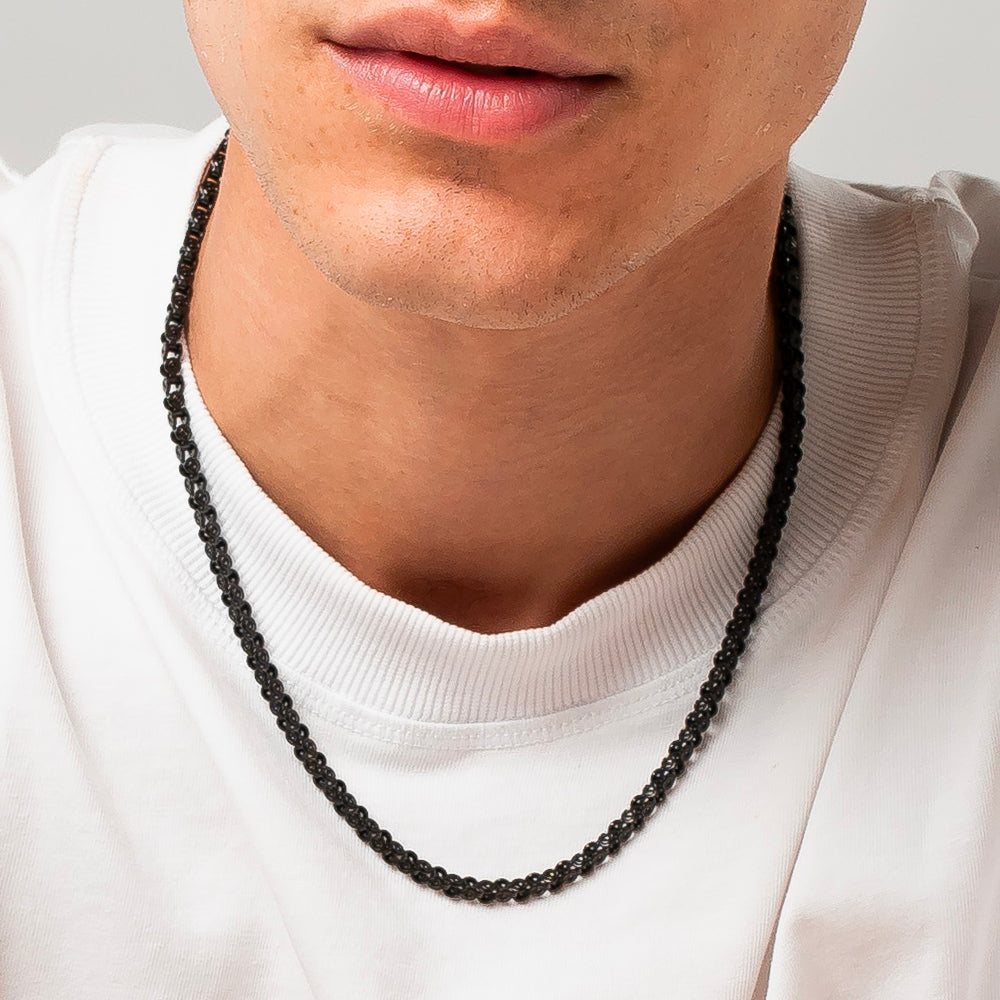 Collana Uomo Luca Barra Maglia Catena Bici Pvd Nero