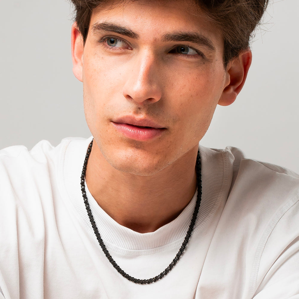 Collana Uomo Luca Barra Maglia Catena Bici Pvd Nero