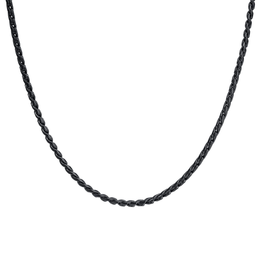 Collana Uomo Luca Barra Pvd Nero Catena Intrecciata