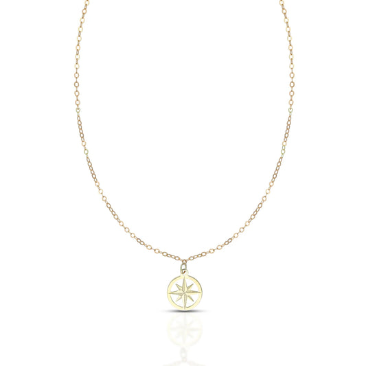 Collana Bimbo Dana Petit Baby Oro Giallo 9 Kt con Pendente Cerchio/Rosa Dei Venti