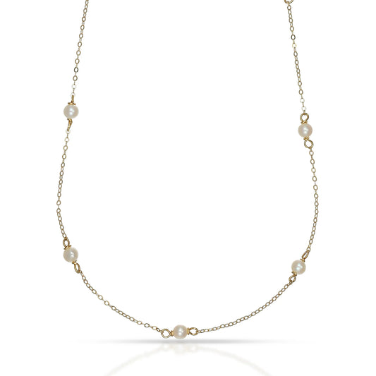 Collana Dana Oceania Oro Giallo 9 Kt con A Giro Perline 3 Mm.