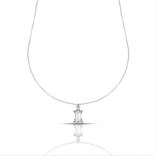 Collana Dana Oro Bianco 9 Kt Punto Luce Swarovski Taglio Baguette E Zircone