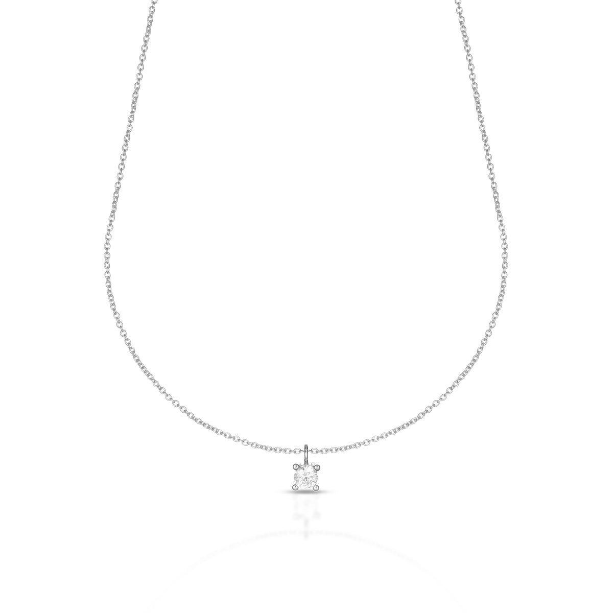 Collana Dana Harmonia Oro Bianco 9 Kt Punto Luce Pietra Bianca Da Mm.3