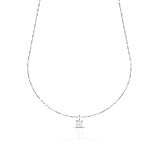 Collana Dana Harmonia Oro Bianco 9 Kt Punto Luce Pietra Bianca Da Mm.3