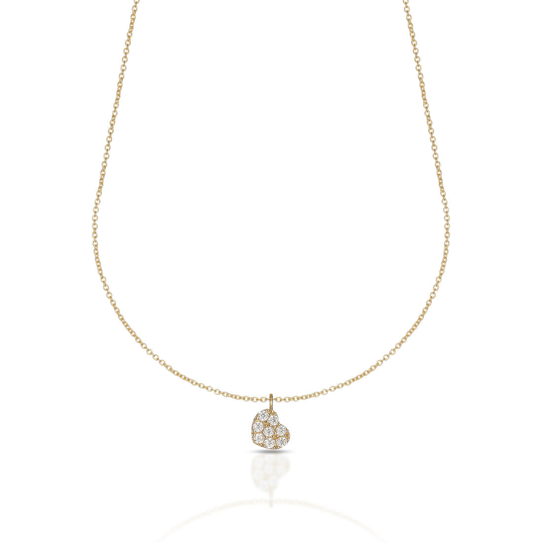 Collana Dana Jolie Oro Giallo 9 Kt Pendente Cuore Pietra Bianca