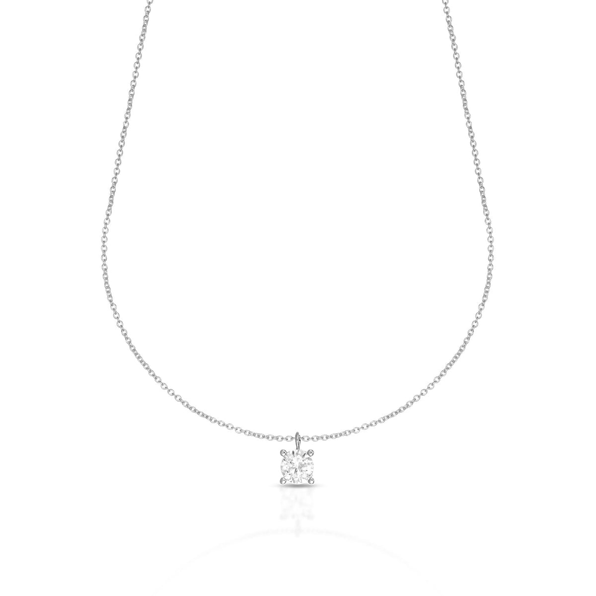 Collana Dana Harmonia Oro Bianco 9 Kt Punto Luce Pietra Bianca Da Mm.4,5