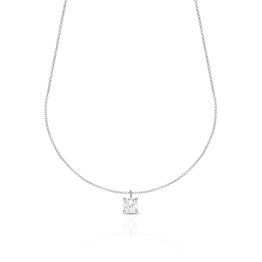 Collana Dana Harmonia Oro Bianco 9 Kt Punto Luce Pietra Bianca Da Mm.4,5