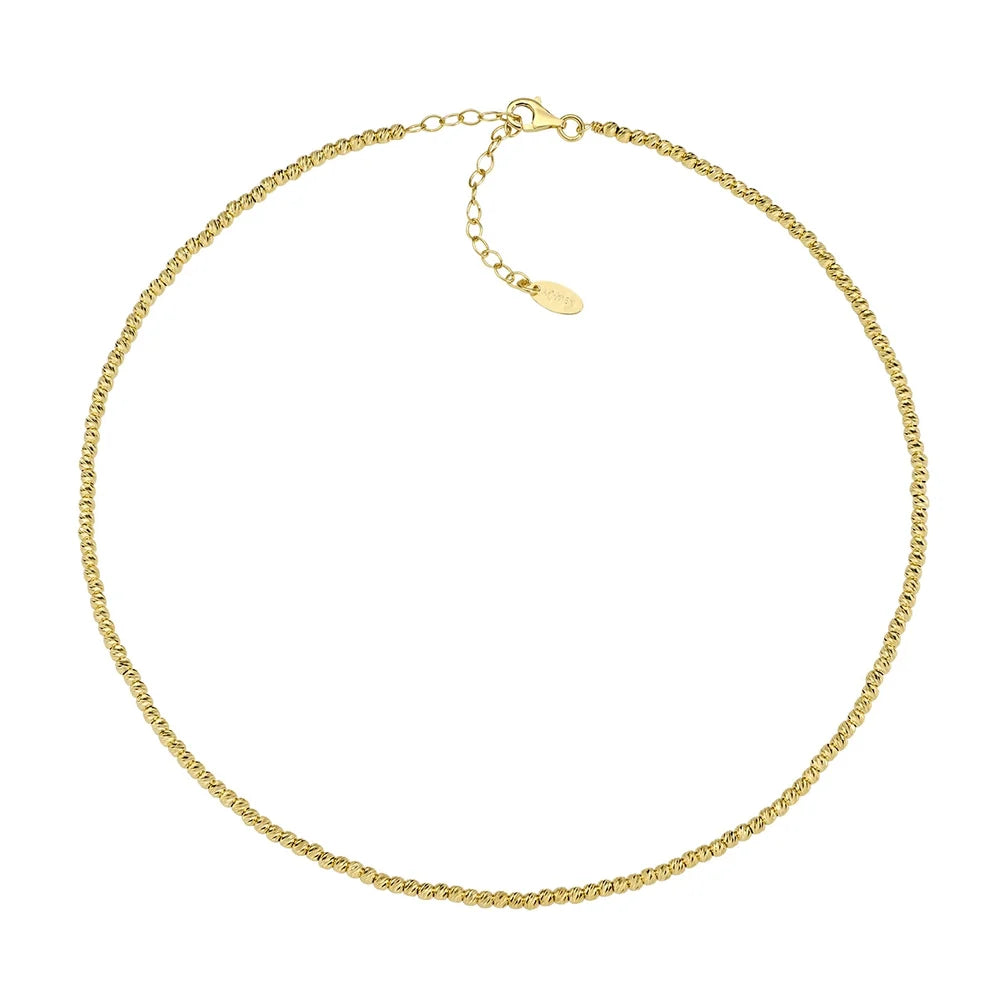 Collana Amen Essential Argento Dorato Sfere Diamantate