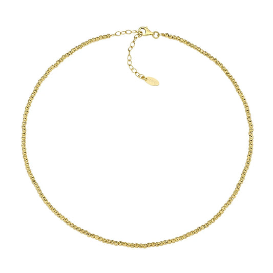 Collana Amen Essential Argento Dorato Sfere Diamantate