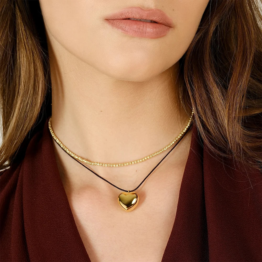 Collana Amen Essential Argento Dorato Sfere Diamantate