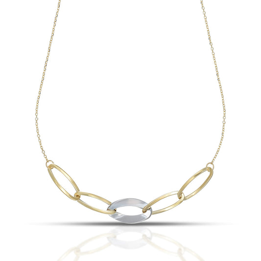 Collana Girocollo Dana Radia Bicolore Oro Giallo/Bianco 9 Kt Ovali Piatti a Scalare