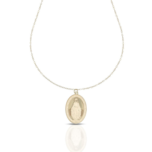 Collana Dana Gratia Oro Giallo 9 Kt Pendente Madonna Miracolosa