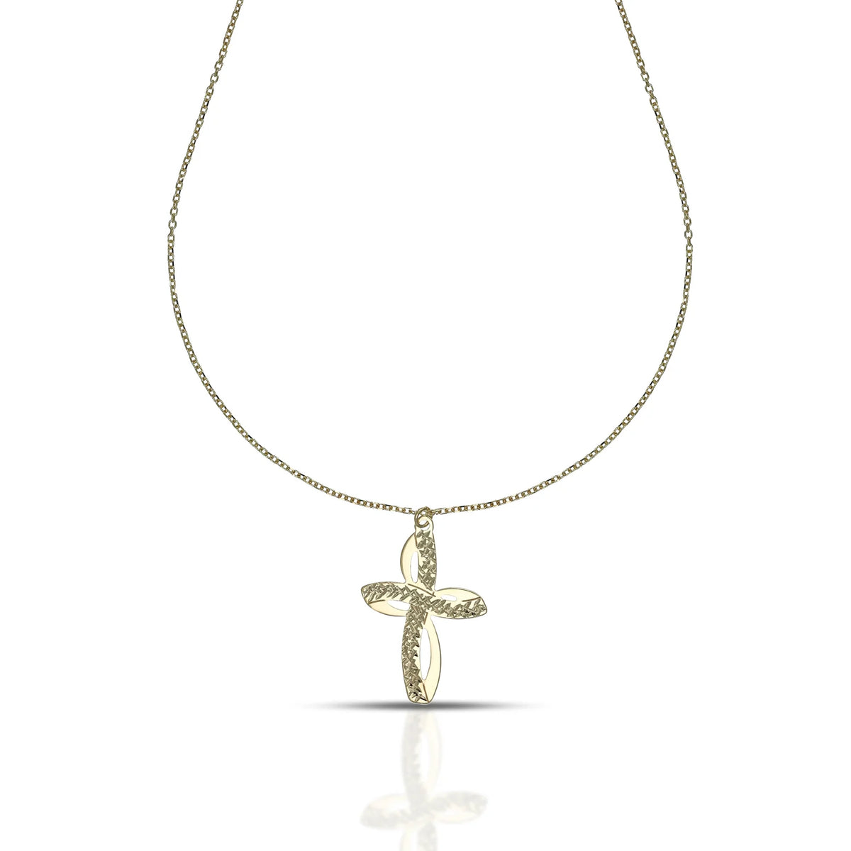 Collana Dana Corpus Lux Oro Giallo 9 Kt con Pendente Croce Lavorazione Diamantata