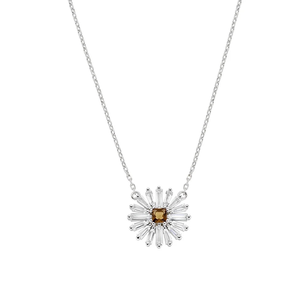 Collana Amen Fiori Argento Pendente Margherita Centrale Taglio Princess