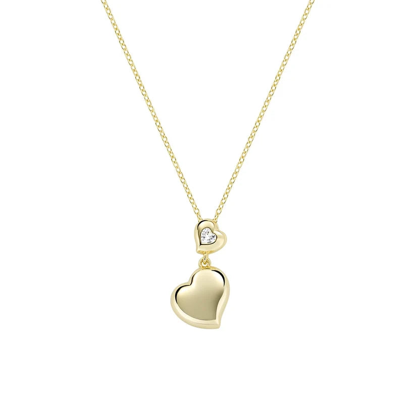 Collana Amen Cuori Argento Dorato Pendente Cuori con Zircone