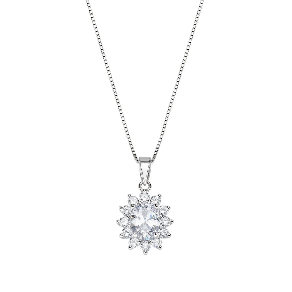Collana Amen Argento Pendente Zircone Contornato