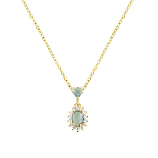 Collana Punto Luce Amen Lady Royal Mini Argento Dorato Blu London Zircone Ovale Contornato