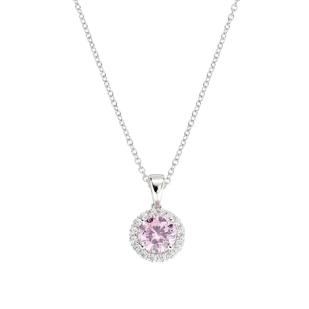 Collana Amen Diamonds Argento Pendente Zircone Rosa Contornato