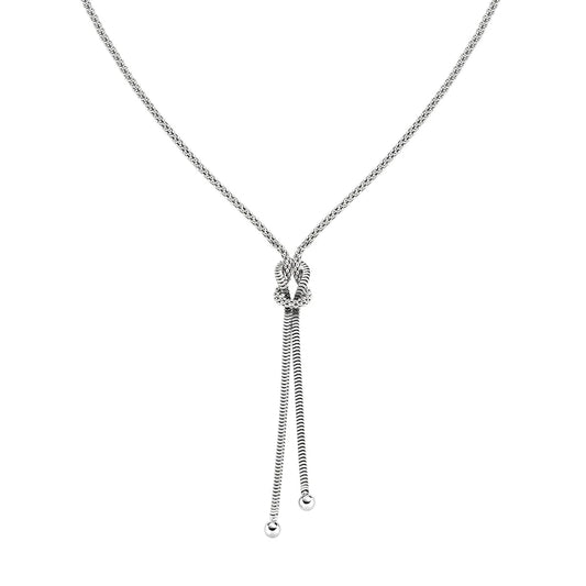 Collana Amen Nodo D'Amore Argento con 2 Catene e Nodo Centrale