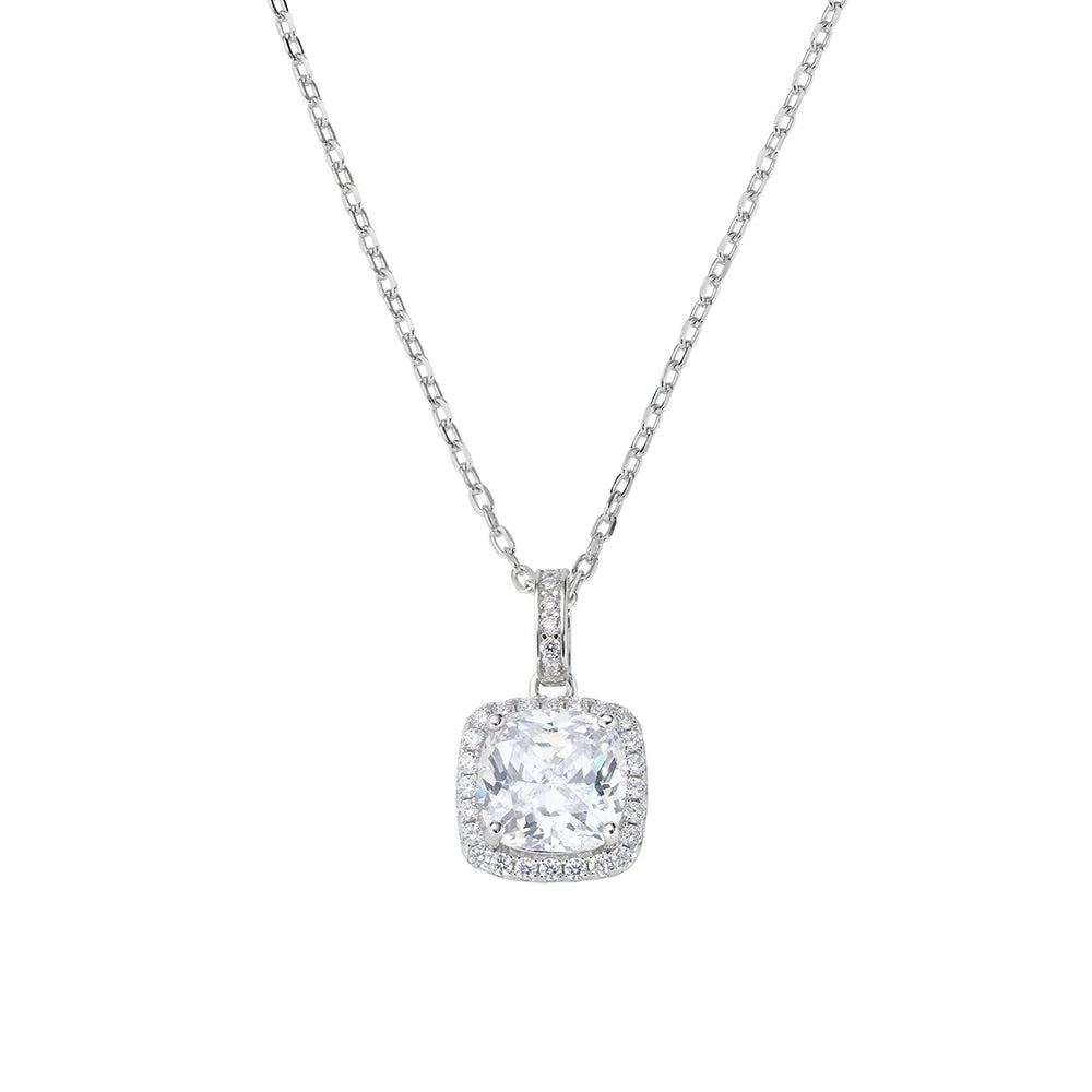 Collana Amen Diamonds Argento Maglia Catena Pendente e Contromaglia con Zirconi