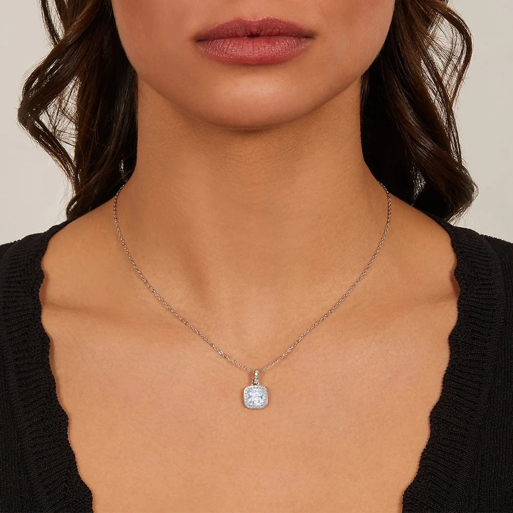 Collana Amen Diamonds Argento Maglia Catena Pendente e Contromaglia con Zirconi