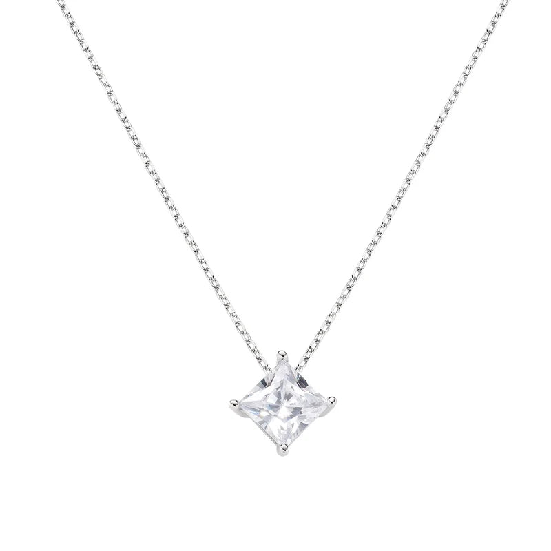 Collana Amen Diamonds Argento Pendente Punto Luce Zircone Quadrato