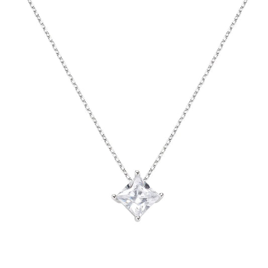 Collana Amen Diamonds Argento Pendente Punto Luce Zircone Quadrato