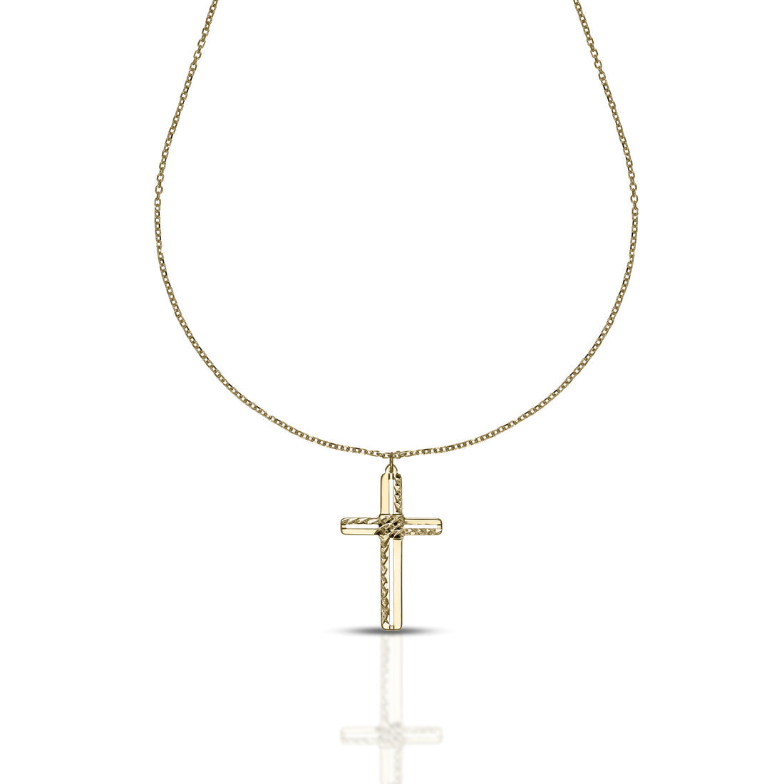 Collana Unisex Dana Corpus Lux Oro Giallo 9 Kt Pendente Croce Finitura Lucida E Diamantata