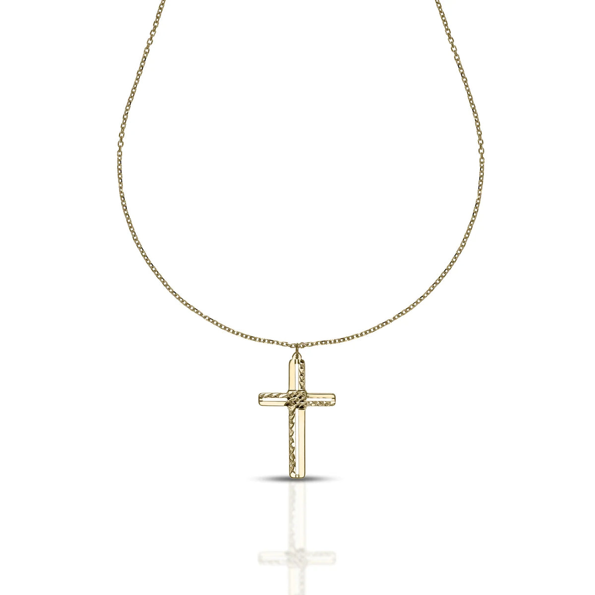Collana Dana Corpus Lux Unisex Og 9 Kt con Croce Finitura Lucida E Diamantata
