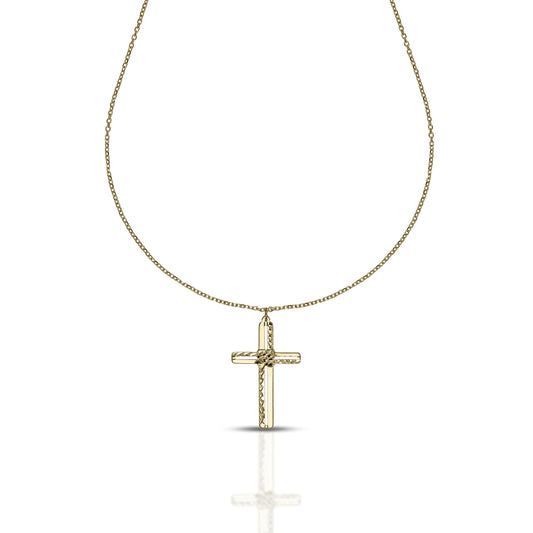 Collana Dana Corpus Lux Unisex Og 9 Kt con Croce Finitura Lucida E Diamantata