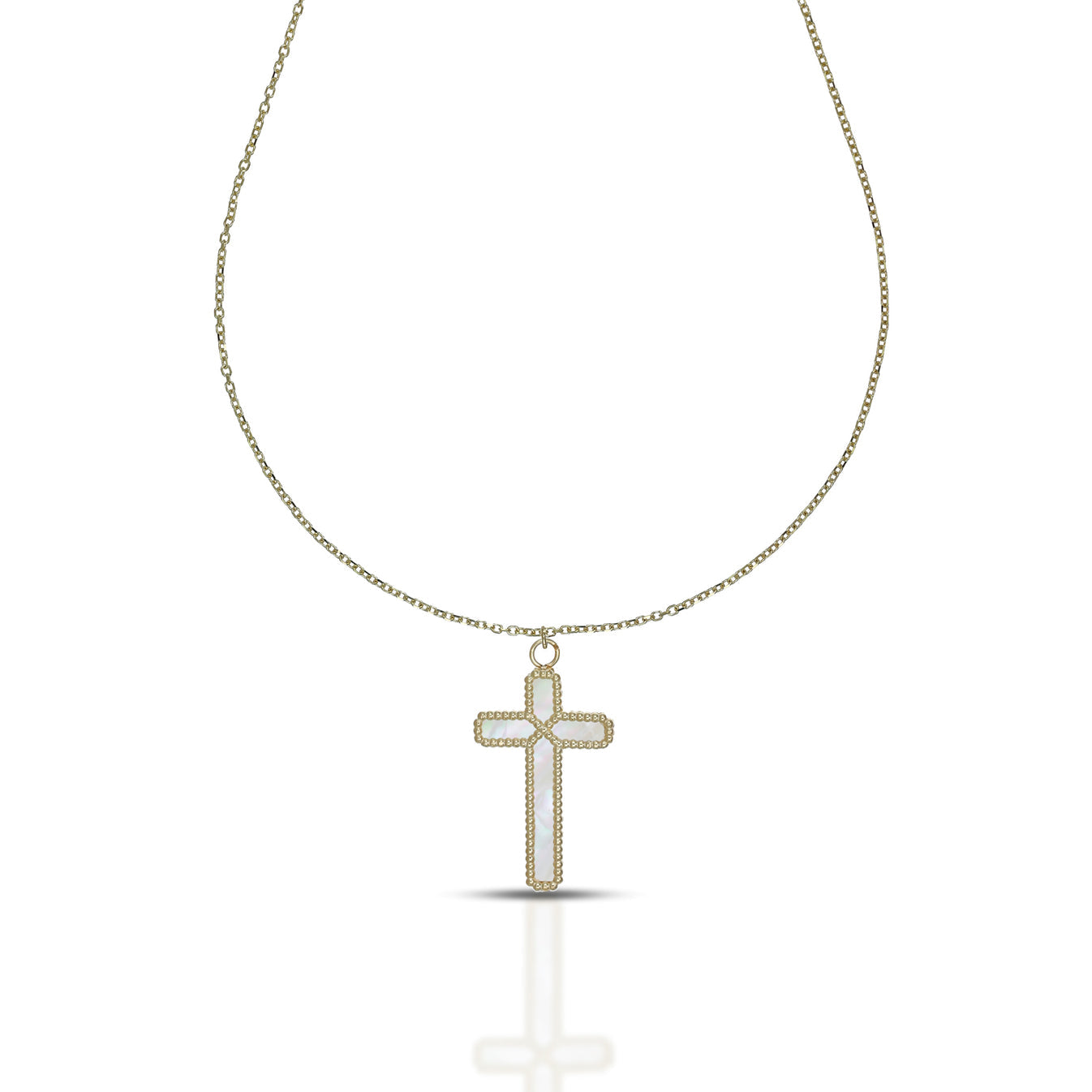 Collana Dana Corpus Lux Unisex Oro Giallo 9 Kt Double Face Finitura Diamantata Contorno Decorato E Madreperla