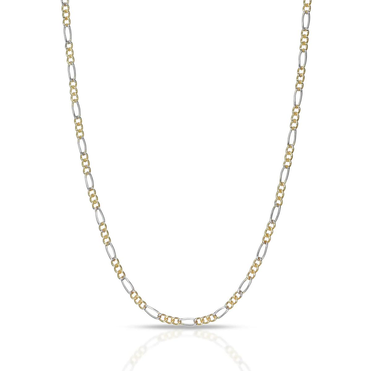 Collana Dana Timeless Uomo Bicolore Oro Giallo/Bianco 9 Kt Catena A Maglia Figaro 3+1