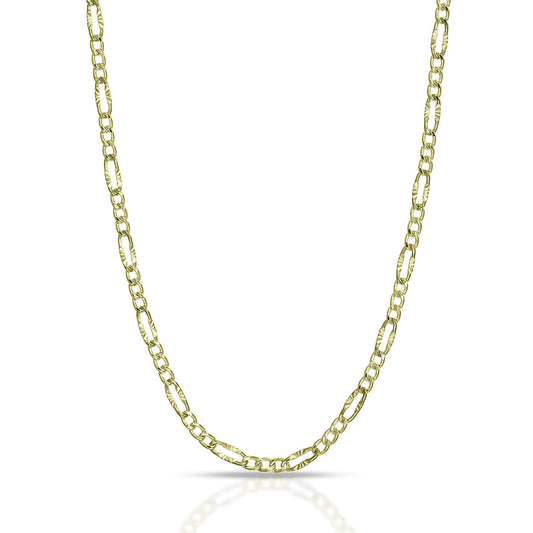 Collana Uomo Dana Timeless Oro Giallo 9 Kt Catena Figaro 3+1 Finitura Diamantata
