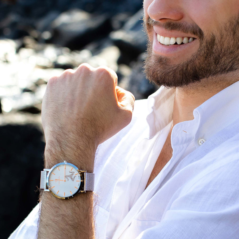 Orologio Uomo Camurrìa Orlando 40 mm Acciaio Braccialato Maglia Milanese