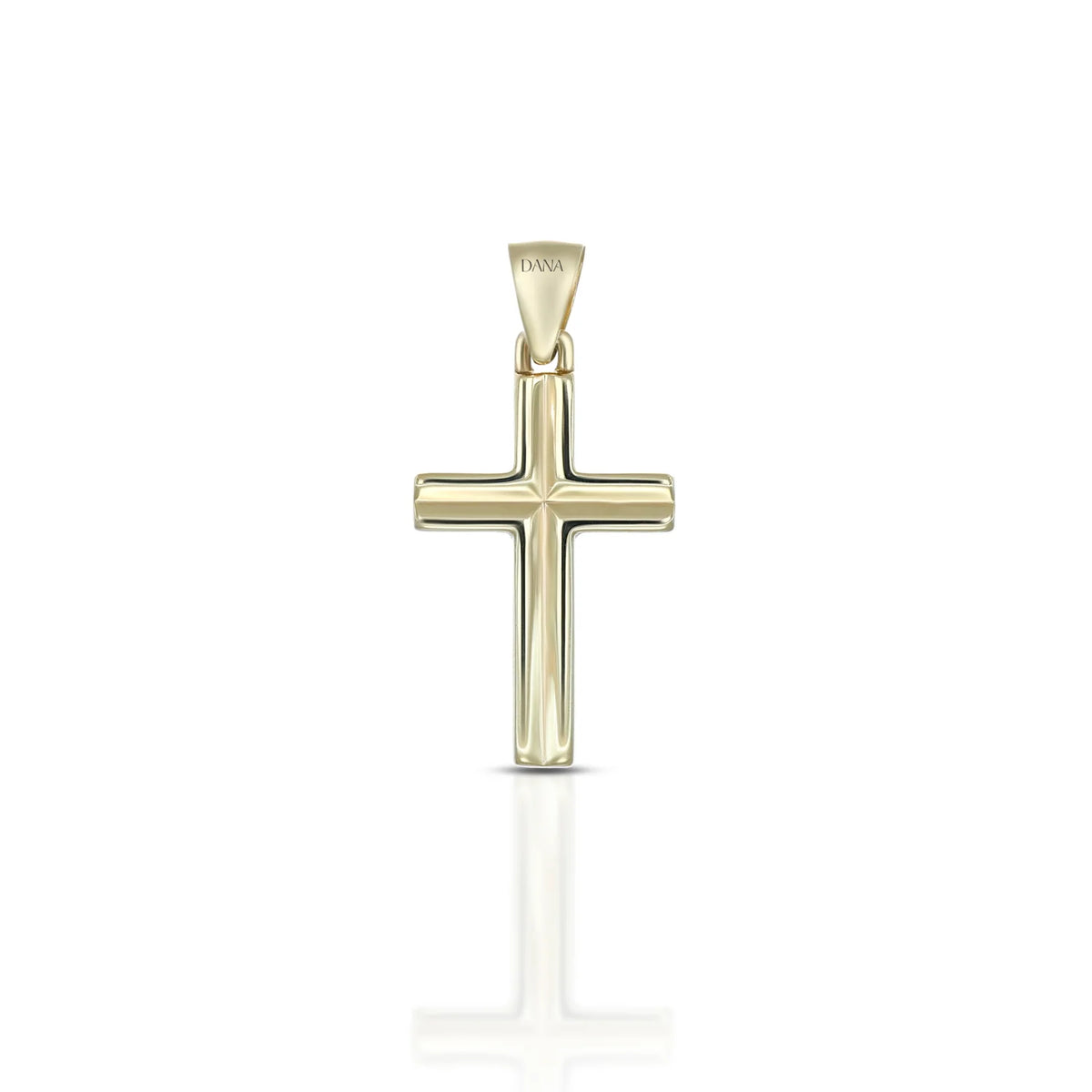 Pendente Dana Origini Croce Oro Giallo 9 Kt concava Centralmente