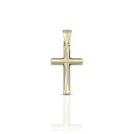 Pendente Dana Origini Croce Oro Giallo 9 Kt concava Centralmente