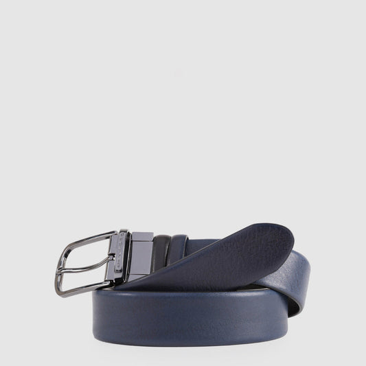 Cinture Piquadro Cintura Uomo Reversibile In Pelle Nera e Blu