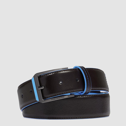 Cintura Piquadro Uomo Fibbia Ardiglione Pelle Liscia Mogano