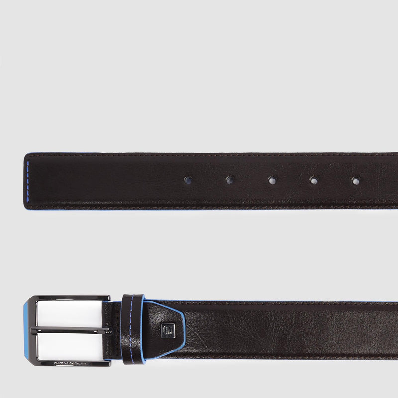 Cintura Piquadro Uomo Fibbia Ardiglione Pelle Liscia Mogano