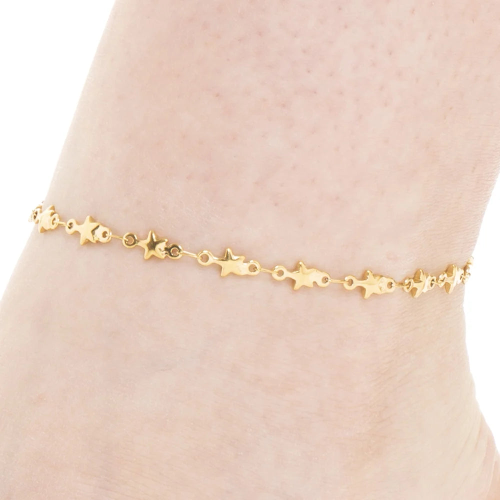 Cavigliera Luca Barra Pvd Oro Con Stelle