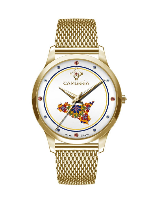 Orologio Camurrìa A Tradizione 37 mm Pvd Oro Braccialato Maglia Milanese