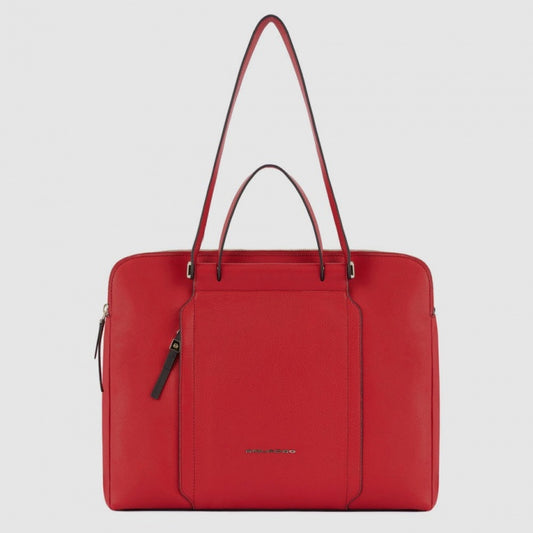 Borse Lavoro Piquadro Borsa Donna Quattro Manici Porta Pc Ipad Pelle Rossa