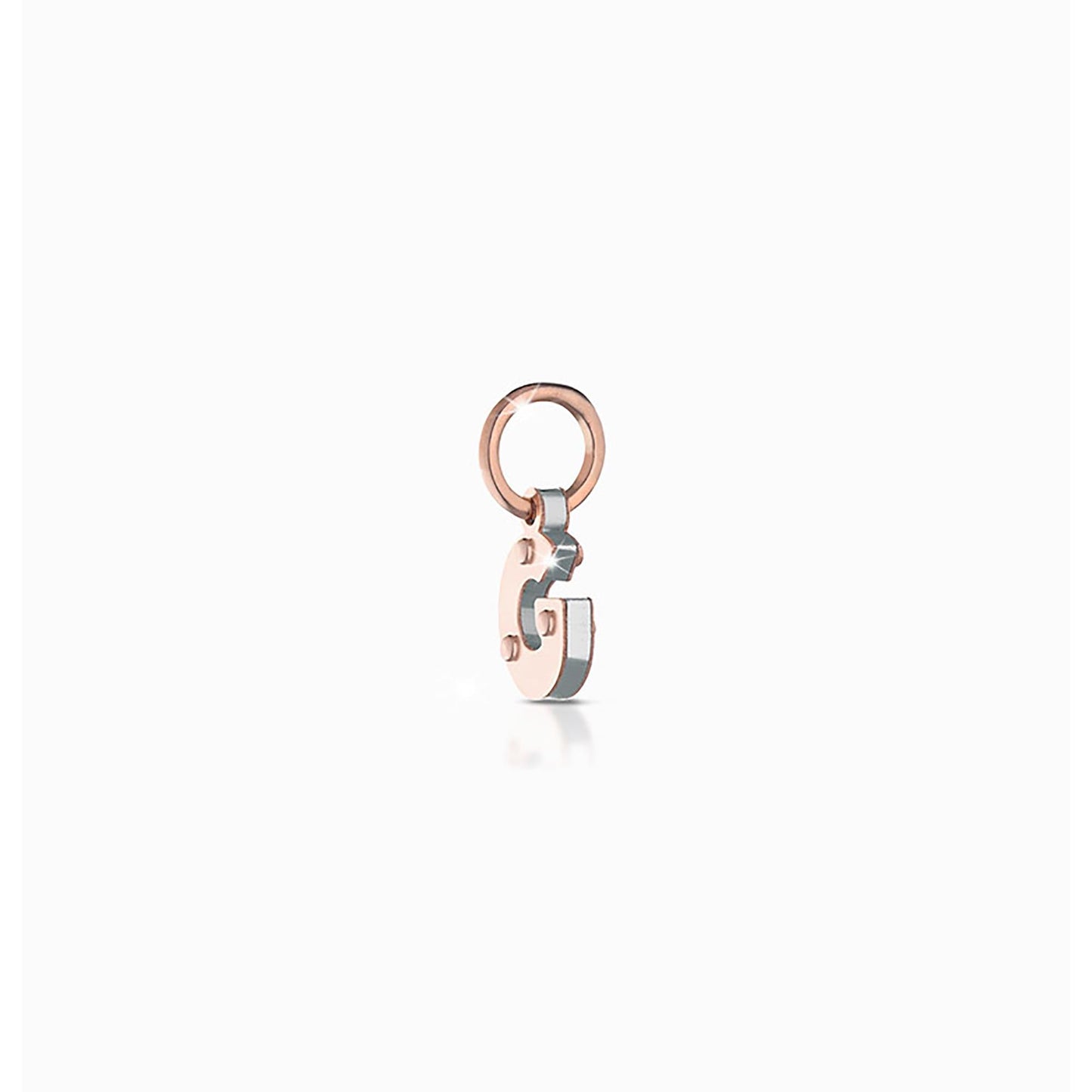 Ciondoli Lebebé Lockyourlove Lettera G Oro Rosa 9 Kt e Argento Cordino Bianco
