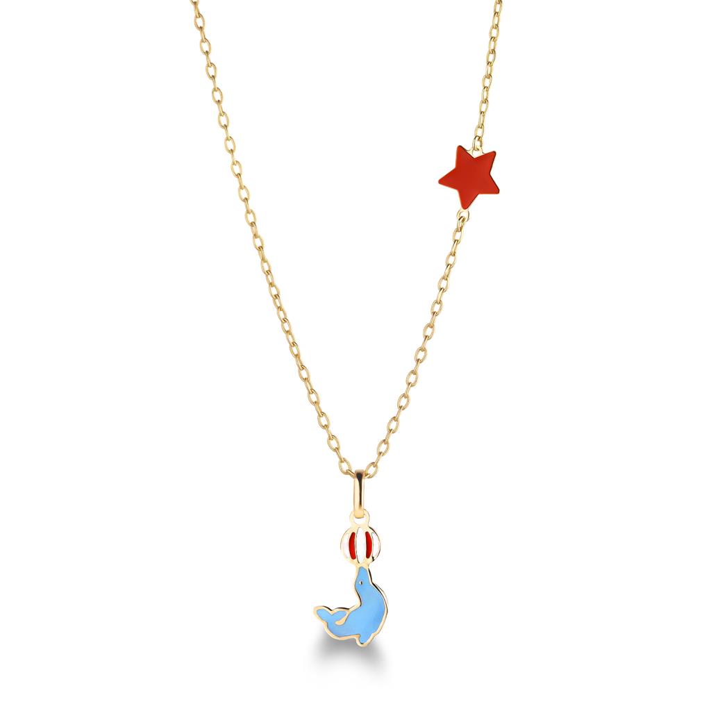 Collana lebebé PrimeGioie Circo Oro 9 Kt Pendente Foca